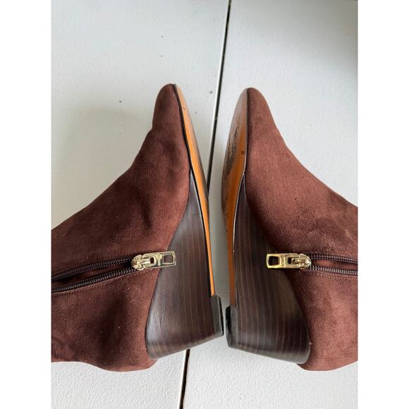 Coach Wedge Brown Suede Booties 6 - Picture 6 of 7